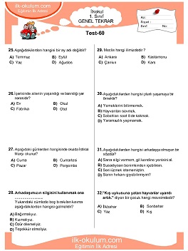 ilkokul 1. Sınıf Genel Tekrar Testleri 